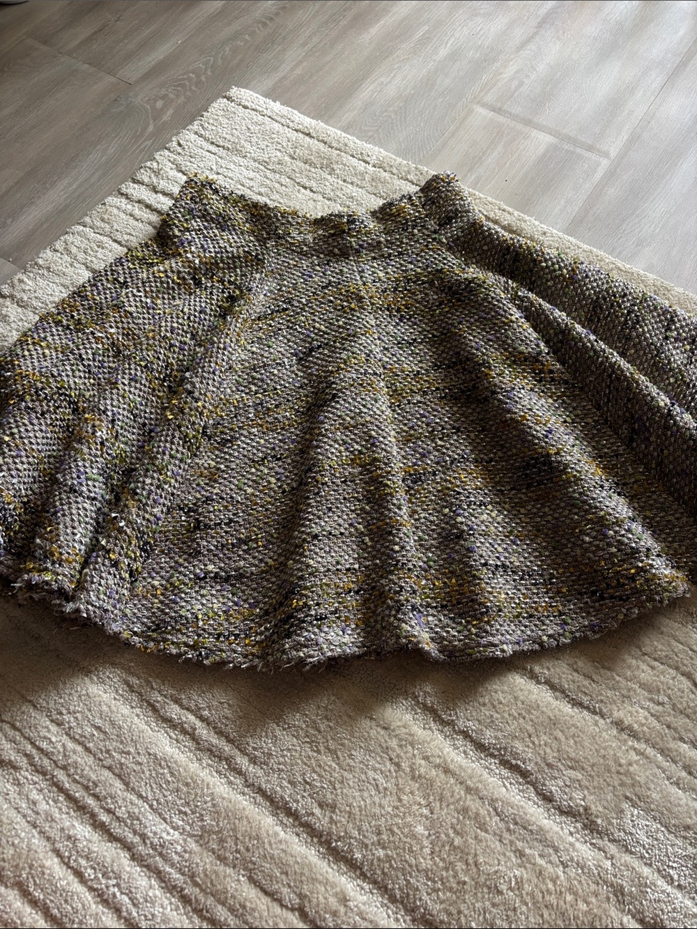 Missioni Textured Knit A-Line Skirt in Gray and Olive multi color